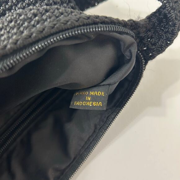 The Sak Purse Black Knit Crochet Shoulder Bag Knitted Shoulder Bag Boho Woven - Picture 6 of 11